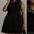 Modcloth Dresses | Modcloth Velvet Embelished Neckline Dress | Color: Black/Silver | Size: 3X