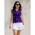Women's Golf Polo Shirt Golf Clothes Purple Sleeveless Sun Protection Top Ladies Golf Attire Clothes Outfits Wear Apparel