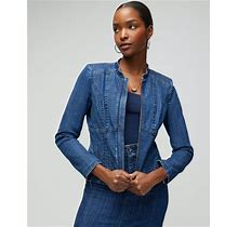 Women's Petite Corset Denim Jacket In Dark Wash Denim Size 0 | White House Black Market