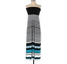 MSK Casual Dress - Maxi: Black Stripes Dresses - Women's Size Small