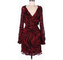 Pinko Casual Dress - Wrap Plunge Long Sleeves: Red Zebra Print Dresses - Women's Size 6