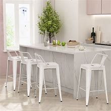 Andeworld Bar Stools Set Of 4 Counter Height Stools Industrial Metal Barstools With Backrests (30 Inch, Cream White)