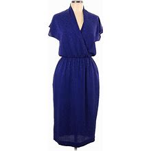 Ursula Of Switzerland Casual Dress - Popover: Blue Jacquard Dresses - Women's Size 10