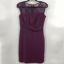 Calvin Klein Dresses | Calvin Klein Sleeveless Illusion Neck Back Zip Office Work Dress Purple 4 Petite | Color: Purple | Size: 4P