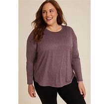 Maurices 1X Plus Size Women's 24/7 Clara Active Long Sleeve Tee Pink