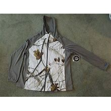 Misses Realtree Jacket, Quilted, Hood, Zipper, Pockets, White, Sage,