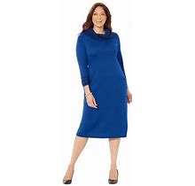 Catherines Women's Plus Size Cowl Neck Sweater Dress - 2X, Dark Sapphire Houndstooth