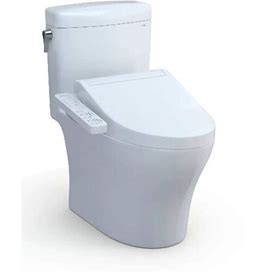 Aquia IV Cube 2-Piece 1.28 GPF Dual Flush Elongated ADA Comfort Height Toilet In Cotton White, C2 Washlet Seat Included