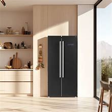 Forno Espresso 33" 15.6 Cu. Ft. Refrigerator In Black With Silver Handles, FFRBI1805-33BLK