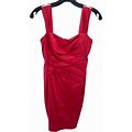 Lauren Ralph Lauren Women's Sheath Bodycon Dress Ruched Sleeveless Red Size 2