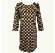 Vivienne Tam Shift Career Geometric Dress In Brown And Black - Size 4