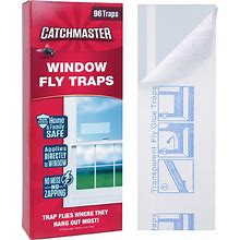 Window Fly Traps By Catchmaster - 96 Count, Ready To Use Indoors. Insect, Bugs, Fly & Fruit Fly Glue Adhesive Sticky Paper - Waterproof Easy