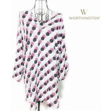 Worthington Dresses | Worthington Mid Shift Dotted Print Dress | Color: Purple/White | Size: 3X