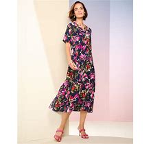 Draper's & Damon's Women's Floral Tiered Dress - Blue - XL - Misses
