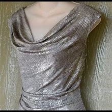 Connected Apparel Dresses | Connected Apparel 6P Gold Cowl Neck Empire Dress | Color: Gold/Tan | Size: 6P