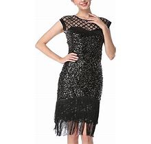 Caicj98 Holiday Dress Women's Dress Sweet & Cute V-Neck Bell Sleeve Shift Dress Mini Dress Black,L