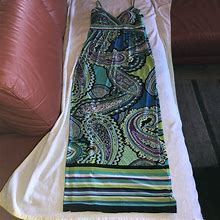 Msk Dresses | Spaghetti Strap V-Neck Maxi Dress By Msk Size: S | Color: Blue/Green | Size: S