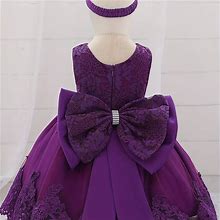 Baby Girls Bowknot Sleeveless Lace Dress Princess Dresses Prom Dress For Dance Party Performance,Purple,Satisfying Choice,Temu