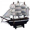Wooden Flying Cloud Tall Model Clipper Ship, 7", Metal/White, Figurines, By Handcrafted Nautical Decor