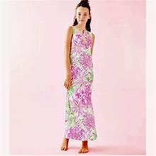 Lilly Pulitzer Dresses | Lilly Pulitzer Girls Mini Carlotta Maxi Dress Size 8 | Color: Pink/White | Size: 8G