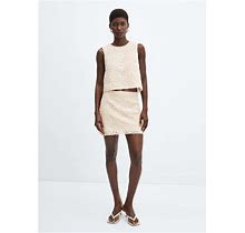 MANGO - Embroidered Cotton Skirt Ecru - M - Women