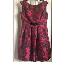Jessica Howard Women's Red Jackard Formal Dress Size 10 Petite (Worn Once)