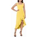 Xscape Womens Solid High-Low Dress, Yellow, 12
