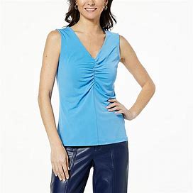 Colleen Lopez Front-Ruched Tank Top - Blue - Size 3X