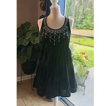 Express Babydoll Mini Dress Black Sleeveless Embroidered In Women's