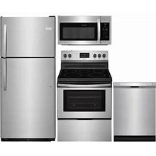 Frigidaire 974237 4 Piece Kitchen Appliance Package W/ FFTR2021TS Top Freezer Refrigerator FFEF3052TS Electric Range FFCD24 - 30"