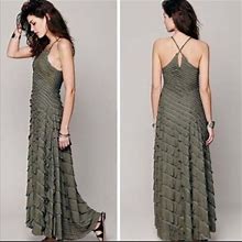 Free People Dresses | Free Peolpe Ruffled Army Green Dress | Color: Green | Size: S