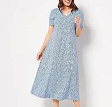 Joan Rivers Petite Printed Knit Midi Dress, Size Petite Medium, Blue