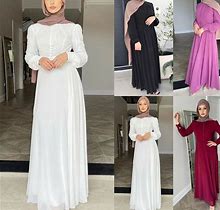 Women Ladies Chiffon Long Dress Muslim Abaya Kaftan Caftan Evening Party Robes