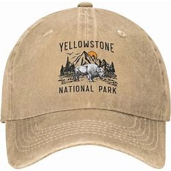 Spring Autumn Dad Vintage Yellowstone National Park Wyoming Mountains Bison Baseball Cap Hip Hop Hat Sport Washed Denim Cap Hats