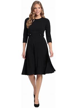 Women's London Times Side Tab Fit & Flare Dress, Size: 8, Black