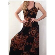 163. New Anthropologie Nieves Lavi Silk Zodiac Gypsy Maxi Dress Black 2