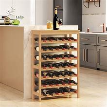 SONGMICS 42-Bottle Wine Rack, 7 Tier Wine Storage Shelf With Table Top - Natural