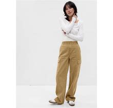 Women's Loose Khaki Cargo Pants By Gap Mojave Tan Petite Size 8