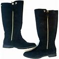 Sam Edelman Girls Boots Size 3 Kendall Bethany Black Gold Zipper Tall