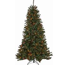 7.5-Foot Noble Fir Pre-Lit Multi-Colored Light Hinged Artificial Christmas Tree