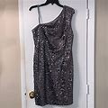 Adrianna Papell Dresses | Silver Sequined One Strap Dress, Size 12 | Color: Silver | Size: 12