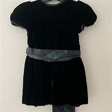Ralph Lauren Dresses | Ralph Lauren Velvet Holiday Dress Silk Plaid Bow | Color: Black/Green | Size: 3-6Mb