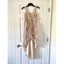 Teeze Me Dresses | Champagne/Gold High-Low Ruffled Dress - Size 1 | Color: Cream/Tan | Size: 1J