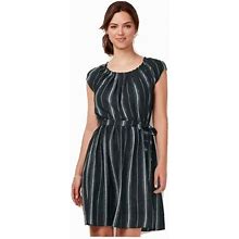 Lc Lauren Conrad Dresses | Lc Lauren Conrad Dress Navy Blue Gray Striped Size Xxl 2X Pleated A Line New | Color: Blue/Gray | Size: Xxl