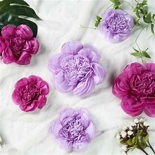 Set Of 6 Lavender / Eggplant Peony 3D Paper Flowers Wall Decor 7",9",11" Pack Of 6 Flowers By Efavormart