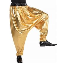 Amscan Hip Hop Harem Pants For Men, Halloween Costume Accessory, Shiny Metallic Gold, Small/Medium