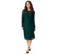 Plus Size Women's Lace Shift Dress By Jessica London In Emerald Green (Size 26)