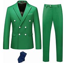 YND Men's Slim Fit 3 Piece Suit With Stretch Fabric, One Button Solid Blazer Vest Pants, Party Wedding Dress With Tie