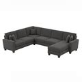 Bush Furniture Stockton U Shaped Sectional Couch With Reversible Chaise Lounge, 128W, Charcoal Gray Herringbone