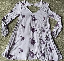 Free People Babydoll Embroidered Purple Mini Dress